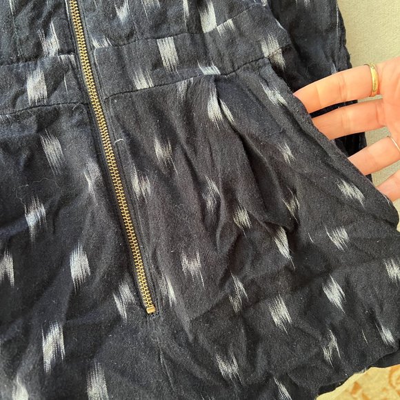 Like NEW Anthropologie Elevenses Womens Blue Ikat-Zip Front Jumpsuit Size 0 - Picture 9 of 14